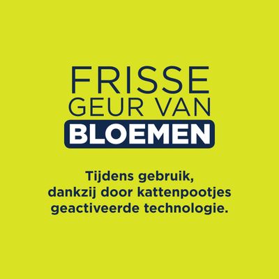 Ever Clean Super Premium Clumping Cat Litter Spring Garden, 10L, low dust formula, frisse bloemengeur, met witte kat op de verpakking. Zichtbare pictogrammen voor geurcontrole en klontvorming.