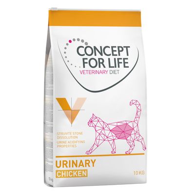 Zak Concept for Life Veterinary Diet Urinary Chicken kattenvoer, 10 kg. Tekst: struvite stone dissolution, urine acidifying properties.