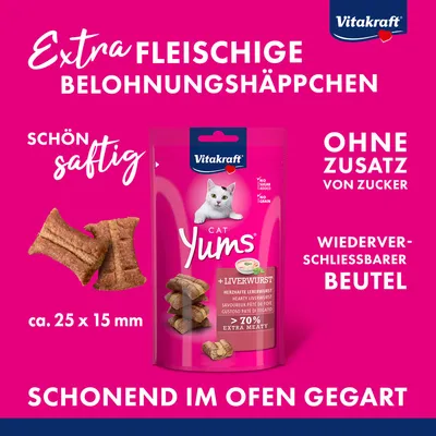 Vitakraft Cat Yums, Leberwurst - Sparpaket: 3 x 40 g