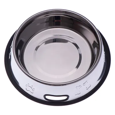 Ruostumaton teräsruokakuppi kumirenkaalla, koko XL - 1,80 l, Ø 27,0 cm