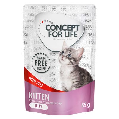Lot Concept for Life sans céréales 24 x 85 g pour chat Kitten bœuf en gelée