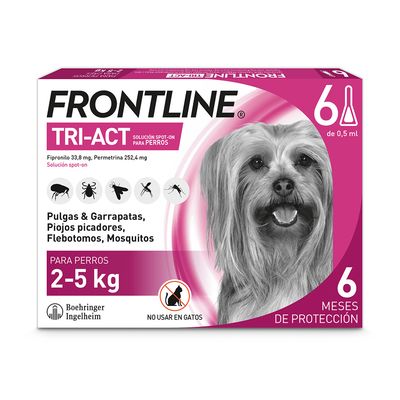 Frontline® Tri-Act pipetas para perros de 2 a 5 kg 6 pipetas (6 x 0,5 ml)