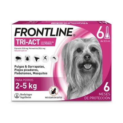 Frontline® Tri-Act pipetas para perros de 2 a 5 kg - 6 pipetas (6 x 0,5 ml) Frontline® Tri-Act pipetas para perros de 2 a 5 kg - 6 pipetas (6 x 0,5 ml)