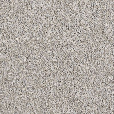 Vista ravvicinata di lettiera per gatti composta da piccoli granuli grigi, materiale non specificato visibile.