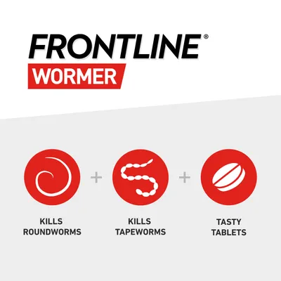 Frontline Wormer. Kills roundworms, kills tapeworms, tasty tablets.