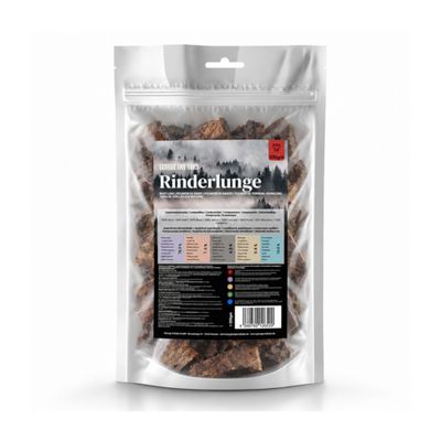 Collagen Sticks, 200 g. Sammansättning: 100 % nötkött. Analys: Protein 72 %, fuktighet 10 %. Utfodringsrekommendation och näringsvärden finns på baksidan.