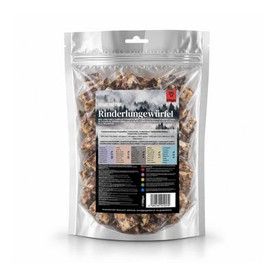 Collagen Sticks, 200 g. Sammansättning: 100 % nötkött. Analys: Protein 72 %, fuktighet 10 %. Utfodringsrekommendation och näringsvärden finns på baksidan.
