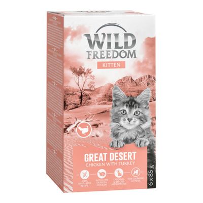 Wild Freedom Kitten Wide Country Chicken with Veal, 100% grain-free Rezept, viel frisches Huhn, artgerecht, für wachsende Kätzchen, 6 x 85 g.