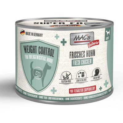 MAC's Vecture Weight Control für übergewichtige Hunde, frisches Huhn, glutenfrei, kalorienarm, frisches Fleisch, von Tierärzten empfohlen, Made in Germany.