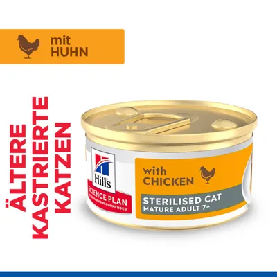 Hill's Science Plan Sterilised Cat Mature Adult 7+ Mousse mit Huhn - Sparpaket: 48 x 85 g