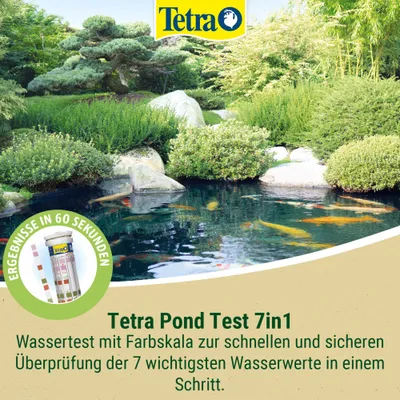 Tetra Pond Test 7in1 Watertest met kleurenschaal voor het snel controleren van de 7 belangrijkste waterwaarden in één stap. Resultaten binnen 60 seconden. Tetra Pond Test 7in1 Watertest met kleurenschaal voor het snel controleren van de 7 belangrijkste waterwaarden in één stap. Resultaten binnen 60 seconden.