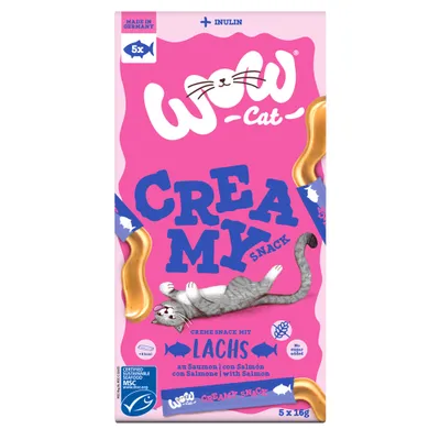 Wow Cat Creamy Snack 5 x 15 g - Zalm (5 x 16 g)