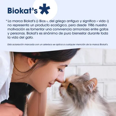 Biokat’s: Aviso de que el nombre no indica un producto ecológico. Desde 1986, centrados en la convivencia armoniosa entre gatos y personas, sinónimo de bienestar. Biokat’s: Aviso de que el nombre no indica un producto ecológico. Desde 1986, centrados en la convivencia armoniosa entre gatos y personas, sinónimo de bienestar.