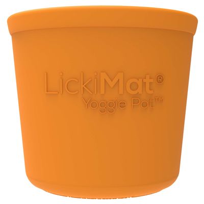 LickiMat Yoggie Pot Snack Dog Toy – Orange - 9.5 x 9 cm (Diameter x H)