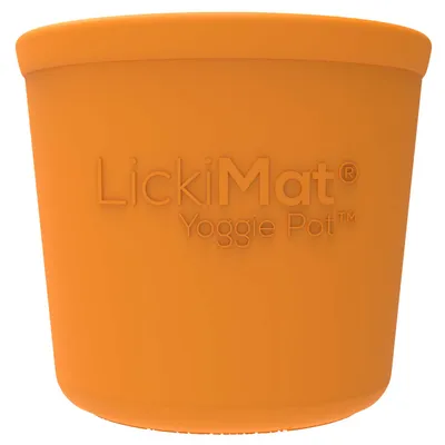 LickiMat Yoggie Pot Snack Dog Toy – Orange - 9.5 x 9 cm (Diameter x H)