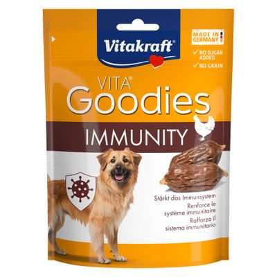 Vitakraft VITA Goodies IMMUNITY. Made in Germany, senza zuccheri aggiunti, senza cereali. Rafforza il sistema immunitario.