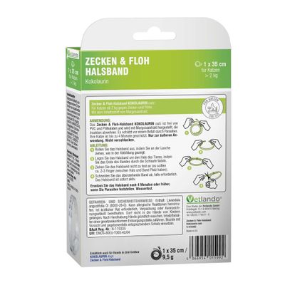 Vetlando Kokolaurin Collier anti-tiques et anti-puces pour chat - 1 collier