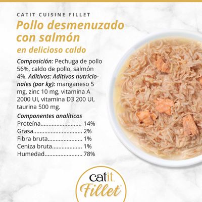 Catit Cuisine Fillet de pollo - Pack % - Filete de pollo con salmón (12 x 75 g)