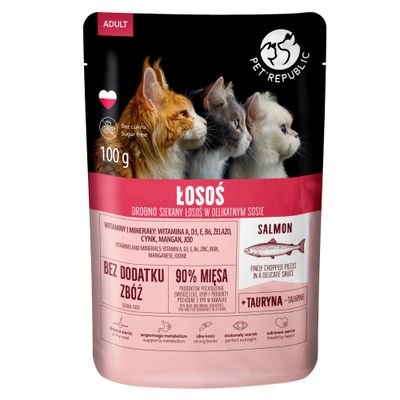 Pet Republic Kurczak, 100g. Ohne Zucker, ohne Getreide, 90% Fleisch, mit Taurin, Vitaminen und Mineralien. Unterstützt Stoffwechsel, starke Knochen, gutes Sehvermögen, gesundes Herz.