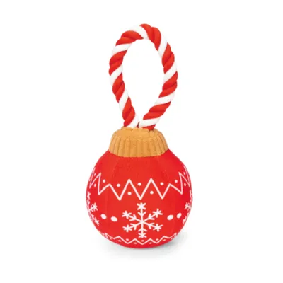 Beeztees Hundespielzeug Weihnachts-Ball Twinkle, rot - L 24 x B 11 x H 11 cm