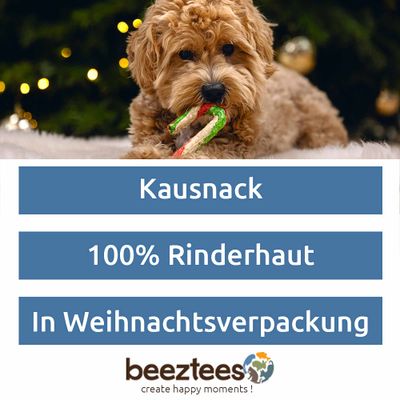 Kausnack, 100% Rinderhaut, in Weihnachtsverpackung. beeztees create happy moments!
