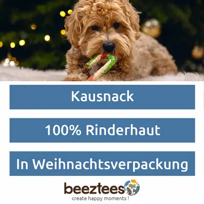 Kausnack, 100% Rinderhaut, in Weihnachtsverpackung. beeztees create happy moments!