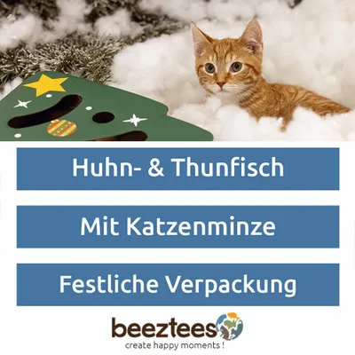 Beeztees Katzensnack Weihnachts-Katzenminz Cookies 30 g - Huhn/Thunfisch