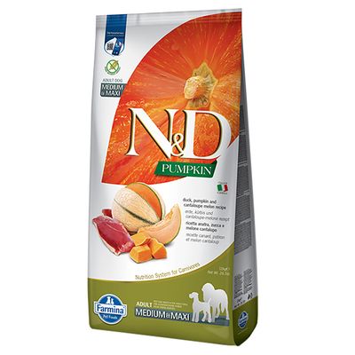 Fai scorta! 2 x 12 kg Farmina N&D Crocchette per cani Pumpkin Adult Medium/Maxi Anatra, Zucca e Melone cantalupo