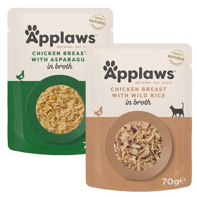 Sparpaket Applaws Cat Natural in Brühe 48 x 70 g Mixpaket Huhn (2 Sorten)
