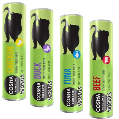Cosma Snackies -kokeilupakkaus, monta makua - 95 g, 4 makua Cosma Snackies -kokeilupakkaus, monta makua - 95 g, 4 makua