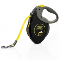 flexi Giant szalagpóráz, M-L-XL, fekete/neonsárga, 8 m - M méret (max. 25 kg)