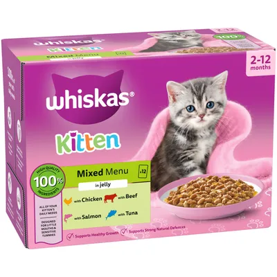 Whiskas Kitten Pouches in Jelly - Mixed Selection in Jelly (48 x 85g) Whiskas Kitten Pouches in Jelly - Mixed Selection in Jelly (48 x 85g)