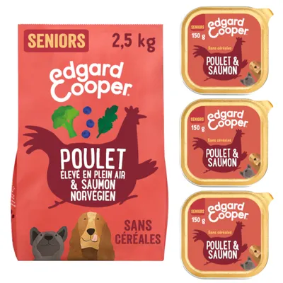 Offre d'essai Edgard & Cooper Senior pour chien - 2,5 kg de croquettes + 450 g de nourriture humide Offre d'essai Edgard & Cooper Senior pour chien - 2,5 kg de croquettes + 450 g de nourriture humide