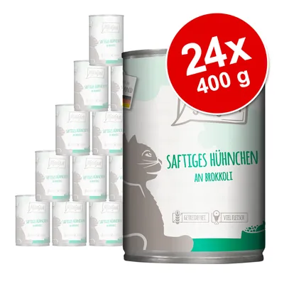 Mjamjam Sappige Kip met Broccoli, 24x 400g blikken. Graanvrij, veel vlees, geproduceerd in Duitsland.