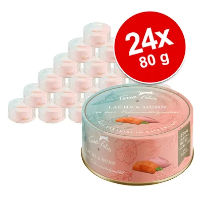 Terra Felis Zalm & Kip, 24x80g blikken, 100% voedselkwaliteit.