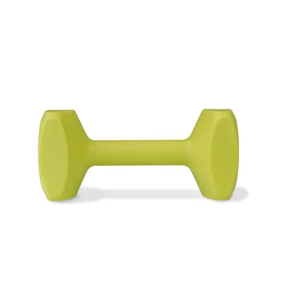Haltère vert en plastique, forme os, sans marque ni texte visible.