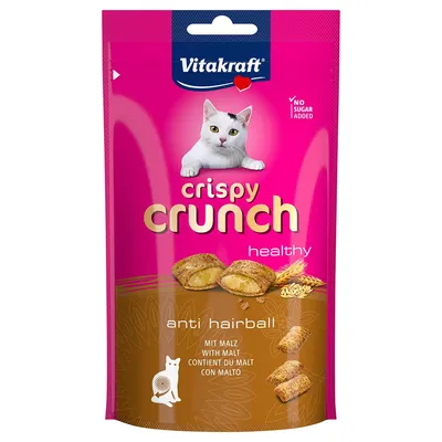 Vitakraft Crispy Crunch Anti-Hairball z maltom, brez dodanega sladkorja. Zdravi prigrizki za mačke.