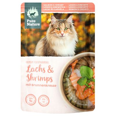 Pure Nature Cat, łosoś i krewetki 24 x 80 g