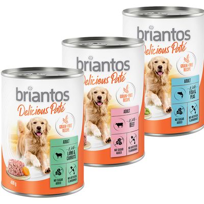 Briantos Delicious Paté 6 x 400 g Mešano pakiranje: riba, jagnjetina in govedina
