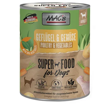 Pachet economic MAC's Hrană umedă pentru câini 24 x 800 g - Pasăre & legume