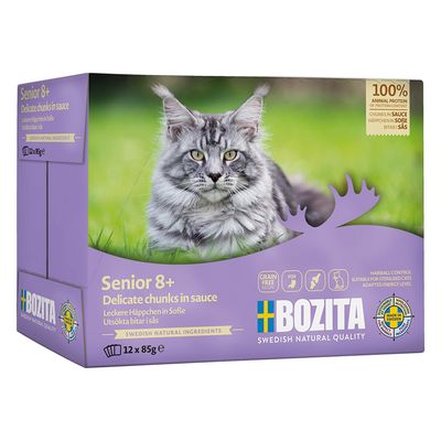 Bozita Senior Bitar i sås 12 x 85 g Mycket kyckling