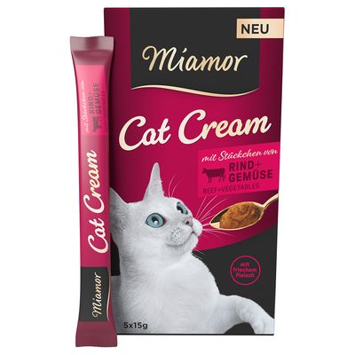 Miamor Cat Cream nauta + kasvikset Säästöpakkaus 55 x 15 g