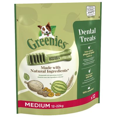 Image lists natural ingredients: huito, turmeric, watermelon and wheat. Text states GREENIES is green due to plant-based ingredients including turmeric and fruit juice.