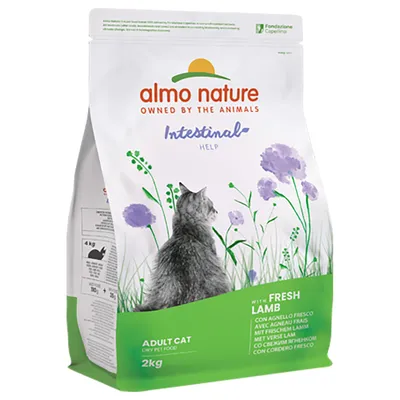 Almo Nature Intestinal Help suché krmivo pro dospělé kočky, s čerstvým jehněčím, balení 2 kg. Almo Nature Intestinal Help suché krmivo pro dospělé kočky, s čerstvým jehněčím, balení 2 kg.