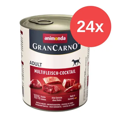 Animonda GranCarno Adult Multifleisch-Cocktail, 24x Dose, 100% frische Zutaten, ohne Getreide und Gluten, Made in Germany.