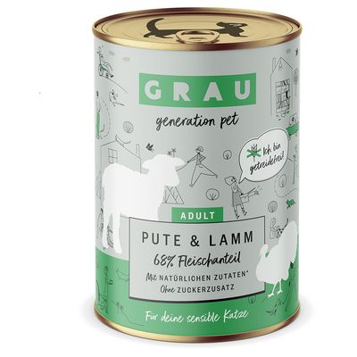GRAU Schlemmertöpfchen getreidefrei 6 x 400 g Pute & Lamm