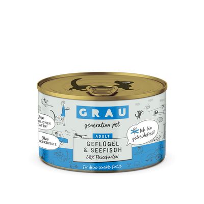 GRAU Adult Getreidefrei 6 x 200 g Geflügel & Seefisch
