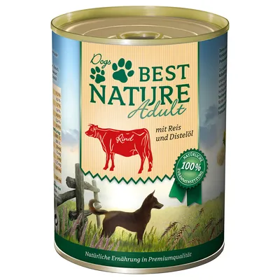 Best Nature Dog Adult 12 x 400 g - Pack Ahorro - Vacuno, arroz y aceite de cártamo