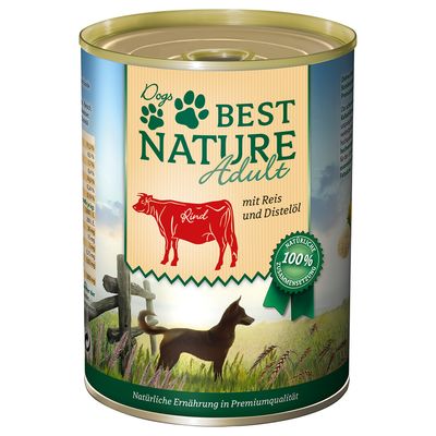 Sparpaket Best Nature Dog Adult 12 x 400 g Rind, Reis & Distelöl