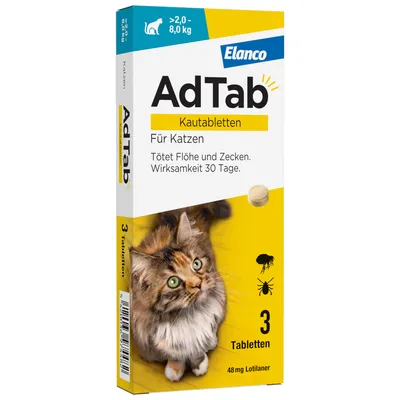 AdTab Kautabletten für Katzen, von 2 bis 8 kg - 3 Tabletten